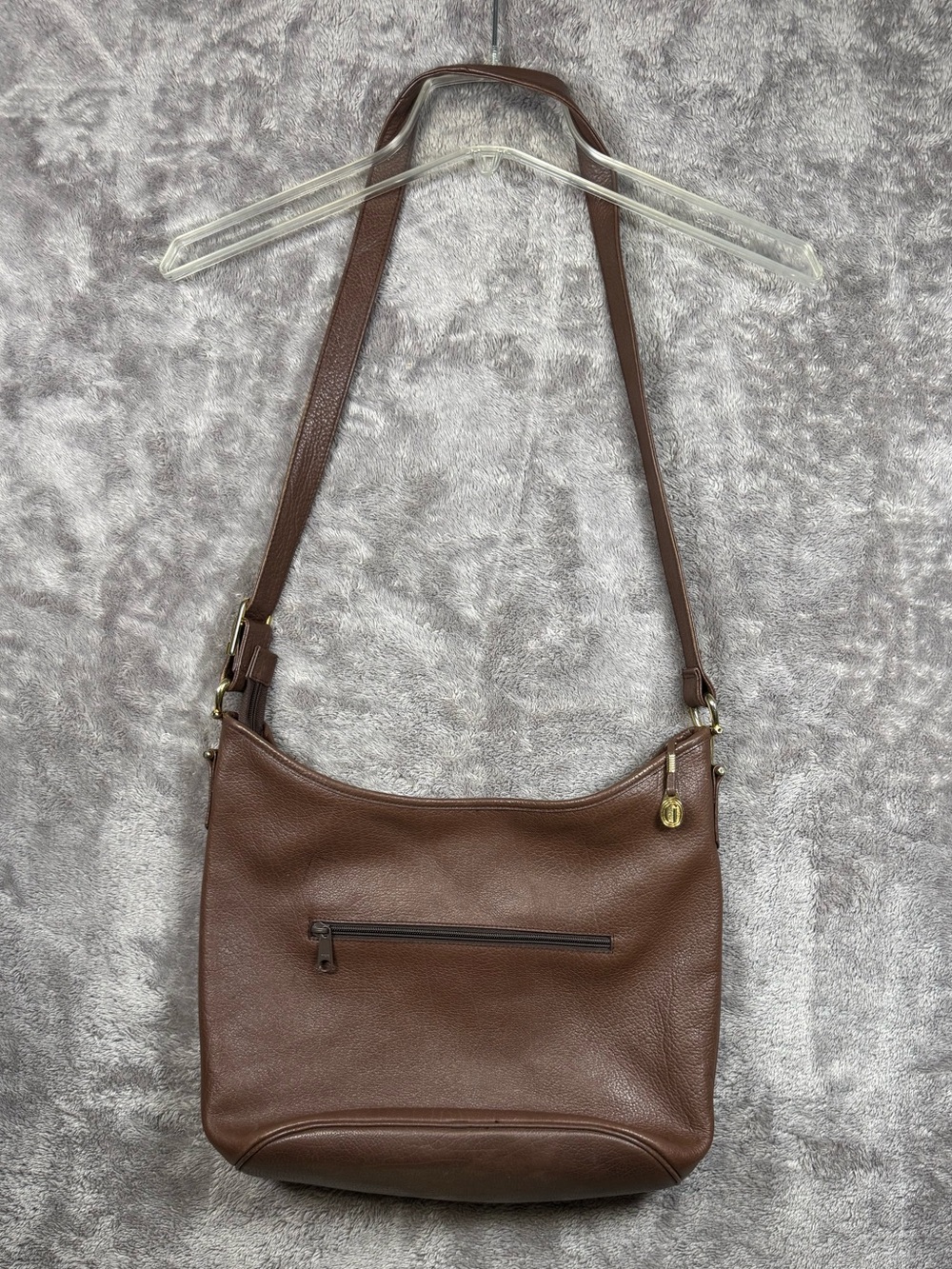 Vintage Ganson Brown Pebbled Leather Hobo Shoulder Bag Multiple Pockets Inside